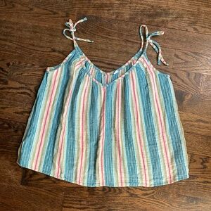 Old Navy V-Neck Top Women's Size XL. Striped Ties at Shoulders 100% Cotton